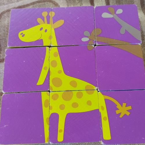 Puzzle with Cubes used, wild animals