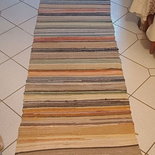 Traditional handmade woven rag rug like new 270x70cm