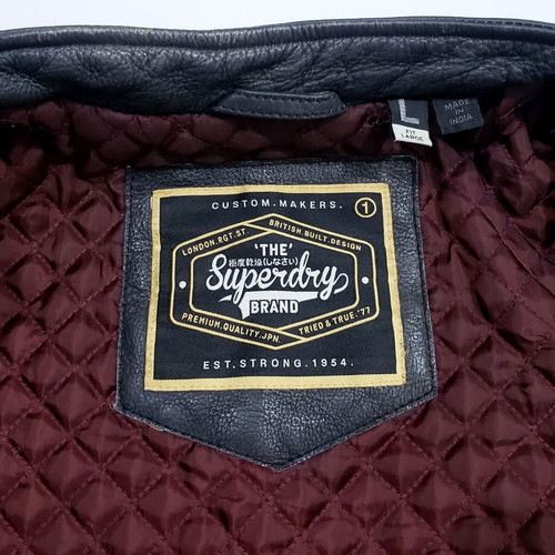 Superdry 111740 leather jacket with lining like new, size M-L, gray