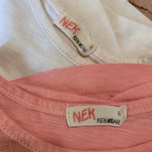 Set of 2 double 2-in-1 Nek Kids Wear t-shirts, like new, pink and white