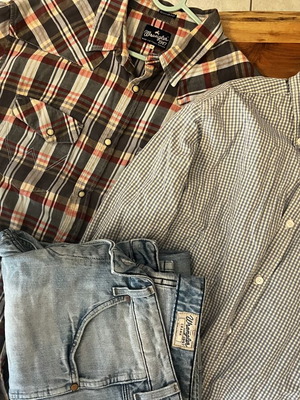 Wrangler plaid shirts size L and gift Wrangler jeans EUR 42 like new