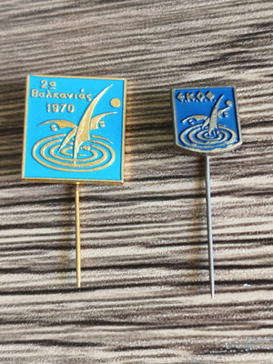 Pin set used, EKOF Swimming Greek Swimming Federation 1970s