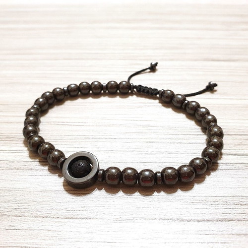 Men's bracelet new with hematite and lava stones black