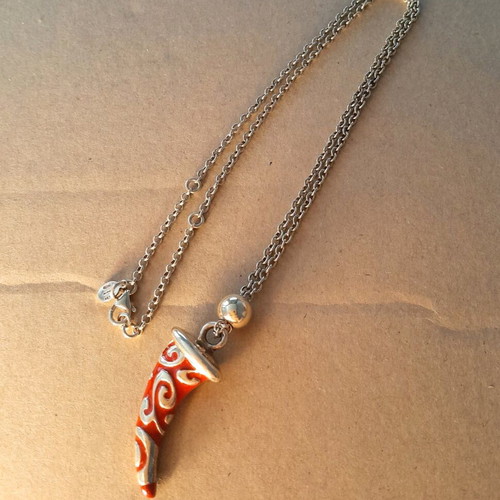 Necklace silver 925 like new, gold plated with enamel Vogue