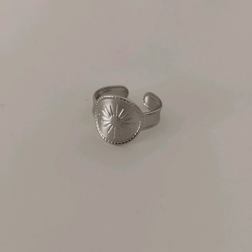Steel ring set like new, gold and silver with sun engraving