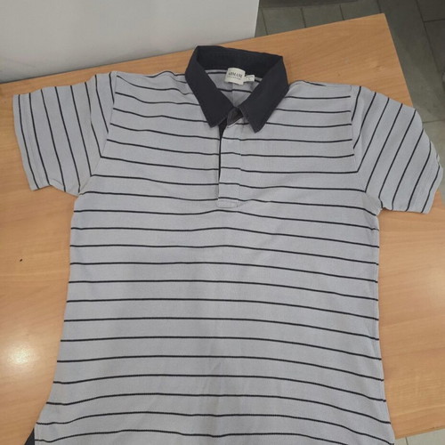 Armani men's polo shirt used, gray with black stripes, size L