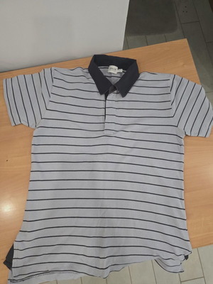 Armani men's polo shirt used, gray with black stripes, size L
