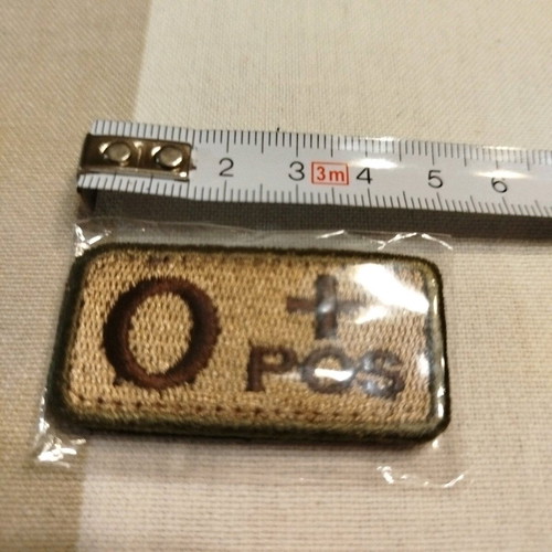 Sew-on patch blood type O+ new with velcro