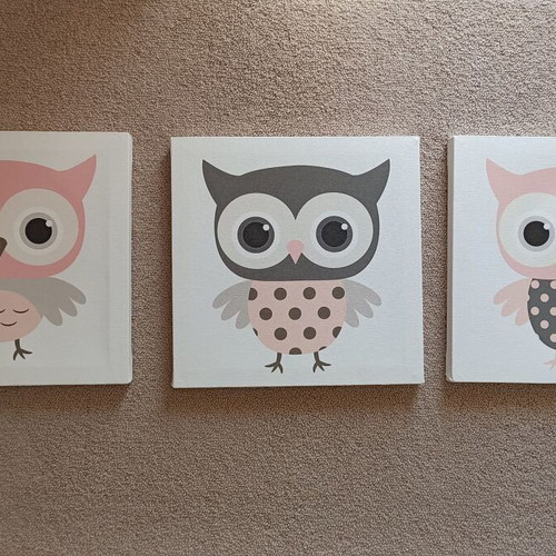 Cartoon Owls Sticky kids frames new, set of 3 pieces