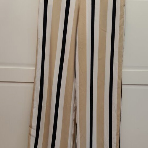 Wide-leg pants like new, white and beige, size S