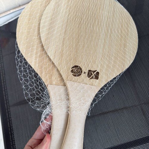 Wooden beach tennis rackets set with ball new