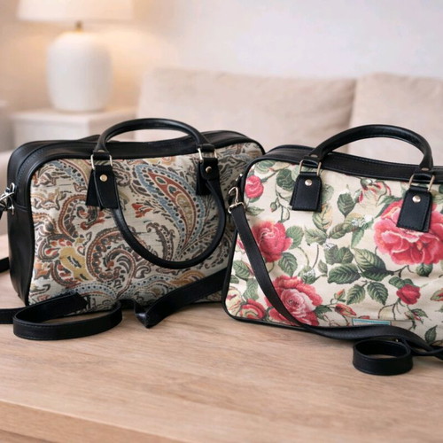 Handmade shoulder bags new with leather details, set of two
