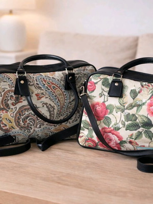 Handmade shoulder bags new with leather details, set of two