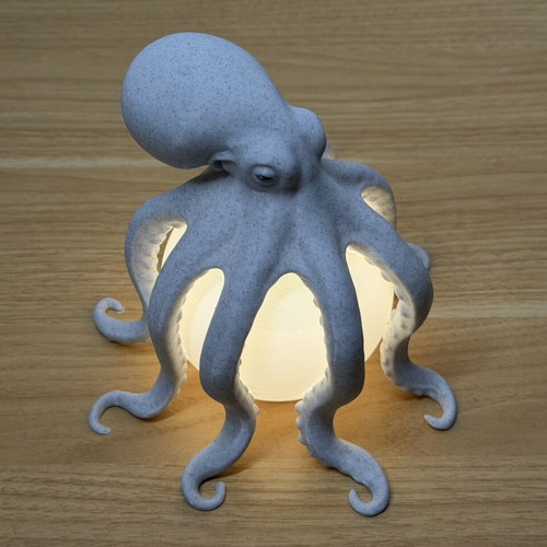 Octopus LED lamp handmade 3D printed, made to order
