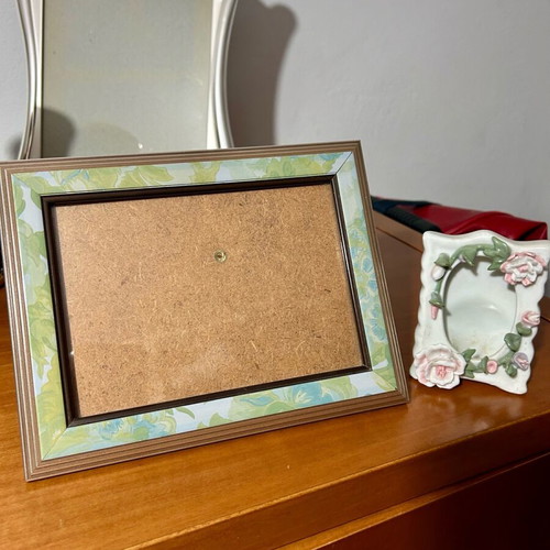 Photo frames wooden and ceramic new, set of 2 pieces