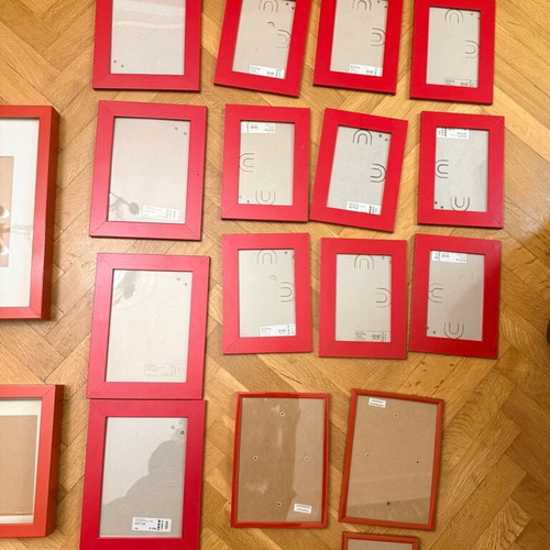Wall frame set used, 30 pieces, red shades
