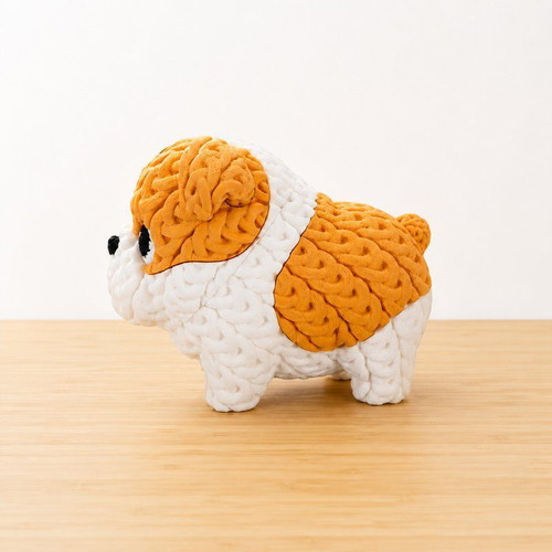 Bulldog crochet-style 3D printed figure
