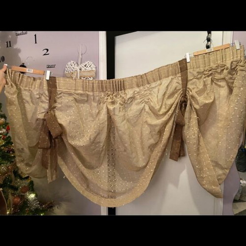 Rustic cream curtains and drapes set used, 2 pieces