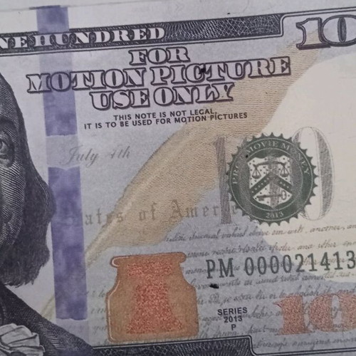 Prop dollars like new, two bundles of hundred-dollar bills for movies