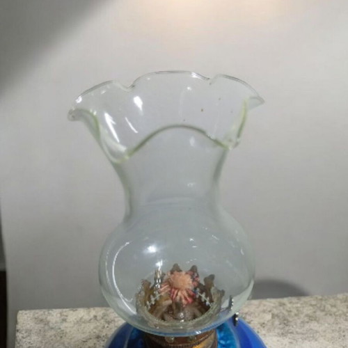 Vintage oil lamp with ceramic base #B0103
