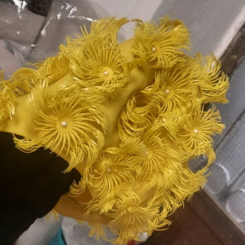 Swimming cap yellow with flowers like new