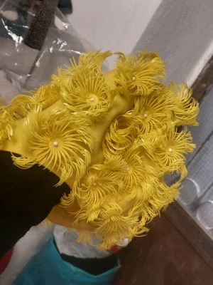 Swimming cap yellow with flowers like new