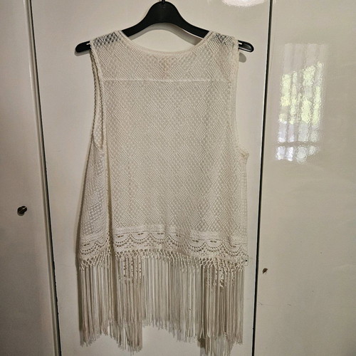 Bershka vest with fringes used, white, size M