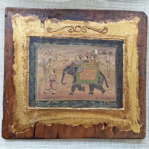 Wooden painting used 35x38cm with Indian silk screen and gold leaf