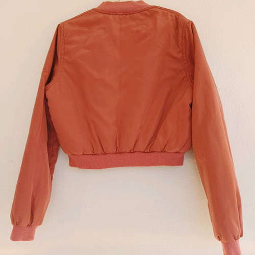 Missguided bomber cropped jacket like new, dusty rose-salmon, XS 34