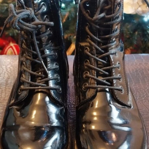 Adam's Shoes Black Patent Leather Ankle Boots Size 38 New