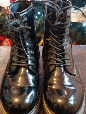 Adam's Shoes Black Patent Leather Ankle Boots Size 38 New