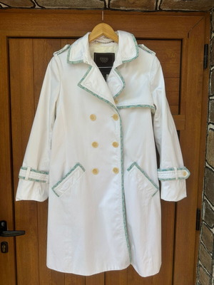 Coach women's trench coat like new, size XL, cotton, white and blue