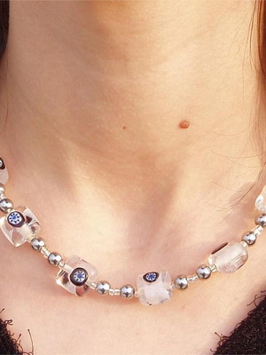 Handmade necklace new with transparent and silver beads