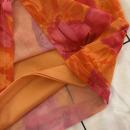 Shein orange mesh maxi skirt size M