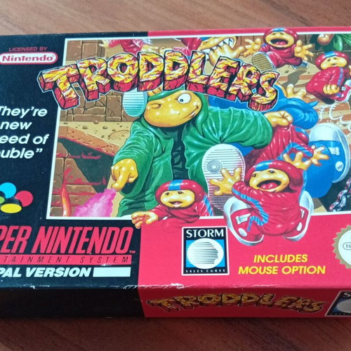Troddlers Super Nintendo SNES game used, 1993 PAL CIB