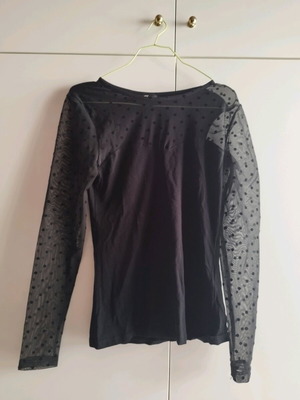 H&M blouse with transparency and polka dots like new, black, size S
