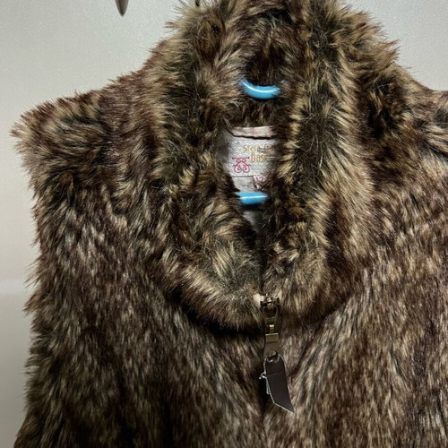 Fur vest animal print like new, brown, size XS