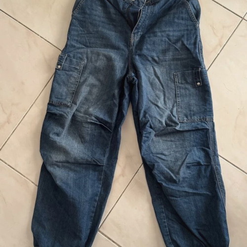 Denim cargo parachute pants used H&M Divided, size S, blue
