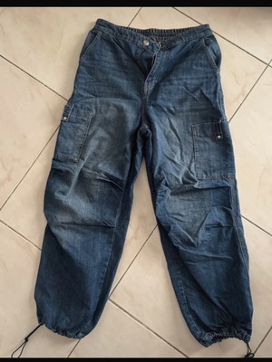 Denim cargo parachute pants used H&M Divided, size S, blue