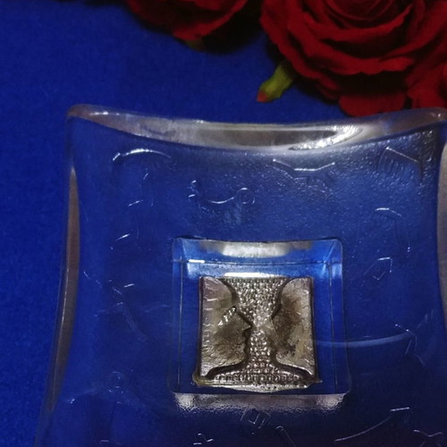 Kosta Boda bowl/ashtray/candle holder used Art by Bertil Vallien Domino Silver Love