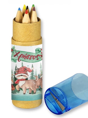 Woodland Christmas Colored Pencils new, 6 pieces with sharpener