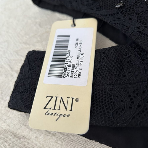 ZINI lace bustier top with beads, black, size S