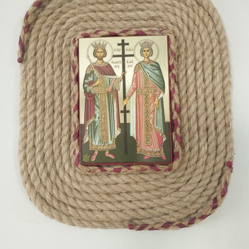 Collectible Mount Athos Icon 1991 Saint Constantine and Helen handmade