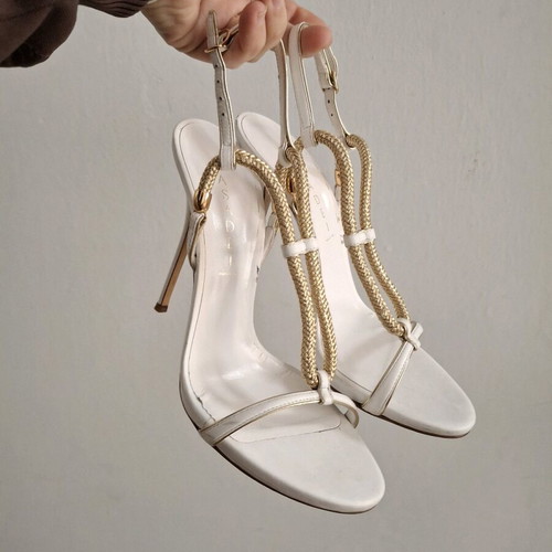 Casadei sandals white and gold used, size 39.5