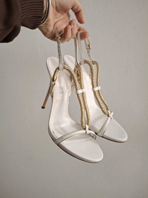 Casadei sandals white and gold used, size 39.5