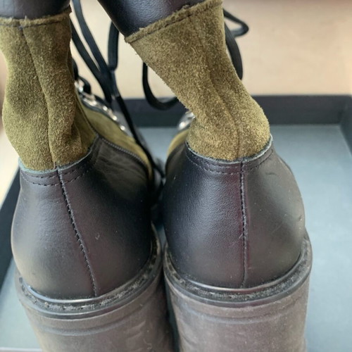Glamazons ankle boots khaki with black suede and leather like new