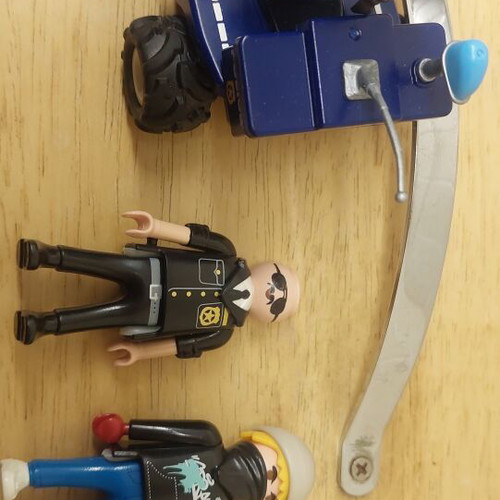 Playmobil set of 3 including water cannon, police with bike, graffiti officer