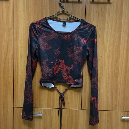Shein long-sleeve blouse new, black and red, size S