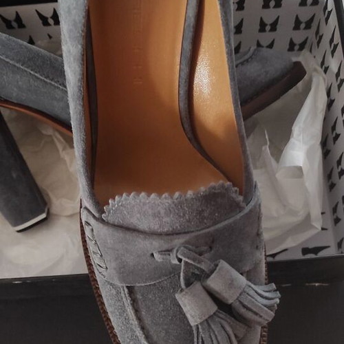 Suede leather heels new, thick 10cm heel, size 39.5