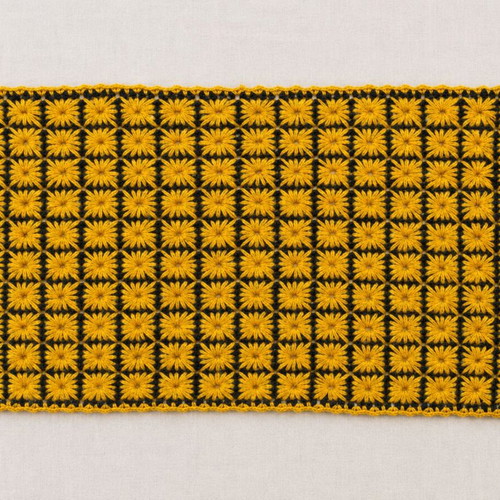 Handmade knitted table runner 35x65 cm vintage floral